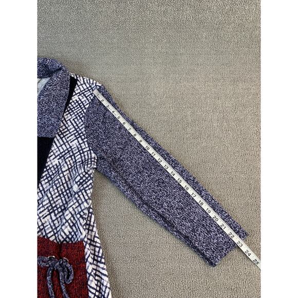 Multiples Cardigan Sweater Patchwork Knit Quirky Blue Red Size XL - Picture 8 of 8